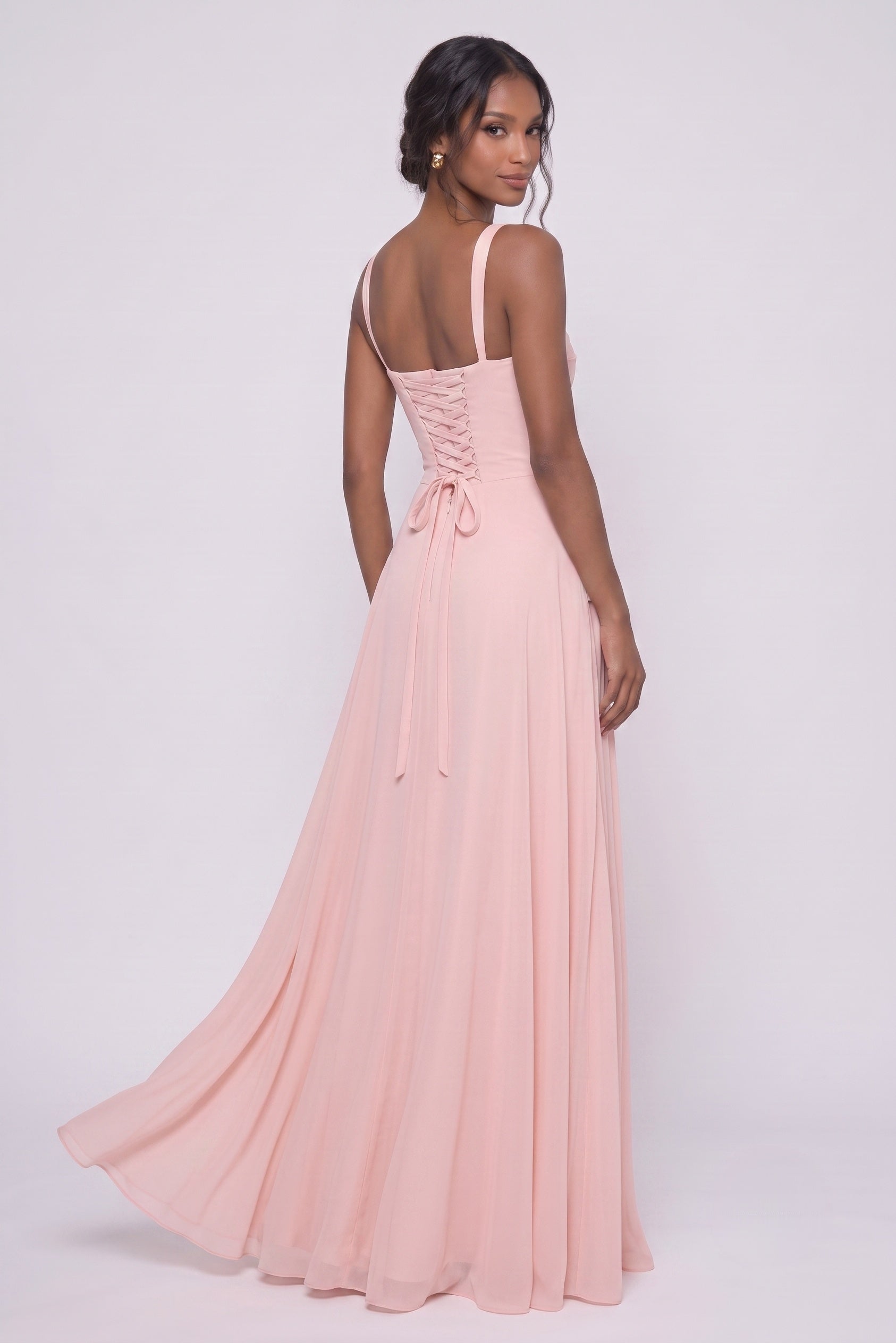 Sheath-Column Maxi Chiffon Bridesmaid Dress CG0346BM