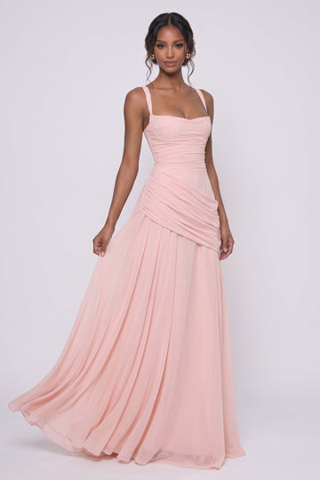 Sheath-Column Maxi Chiffon Wedding Guest Dress CG0346