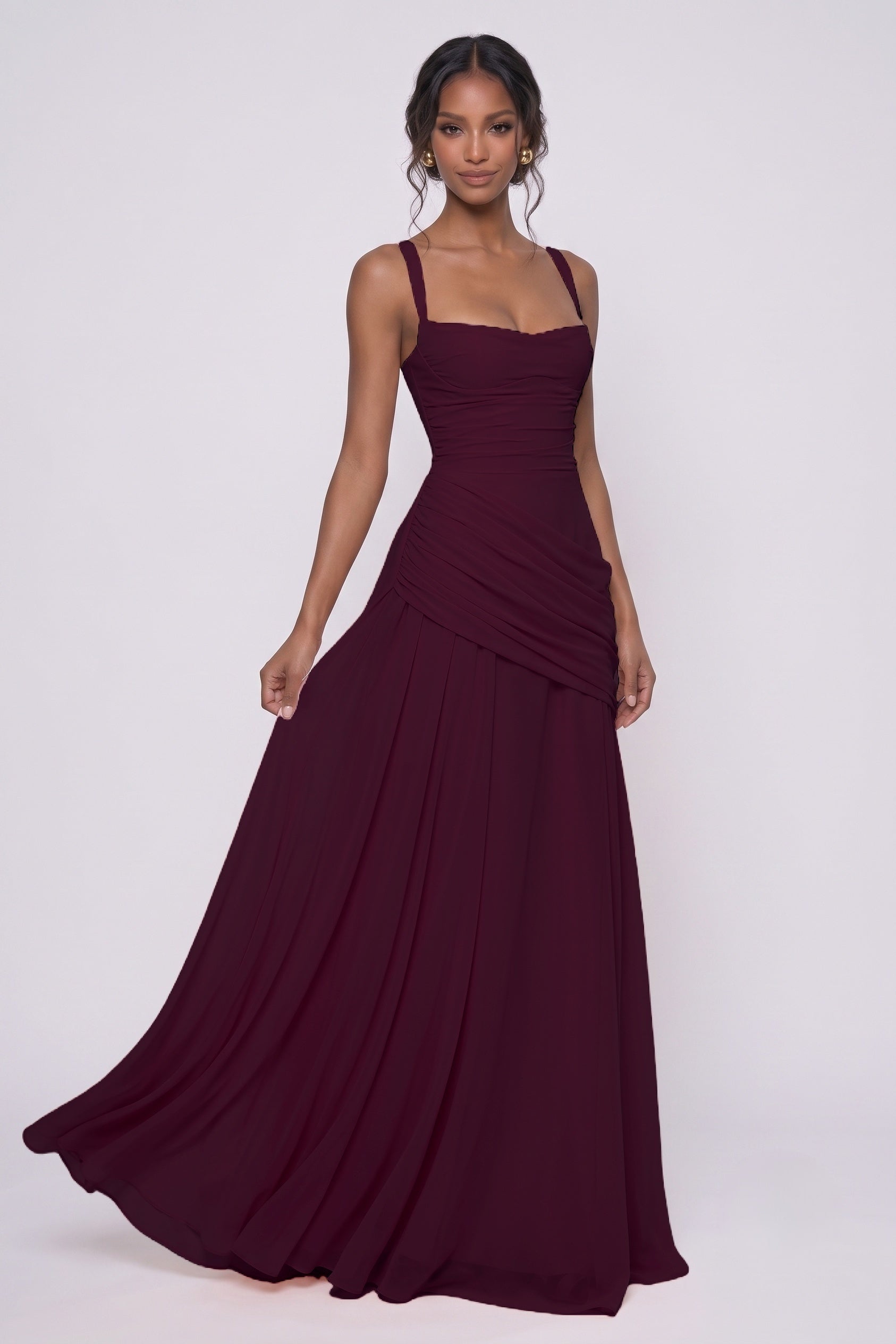 Sheath-Column Maxi Chiffon Wedding Guest Dress CG0346