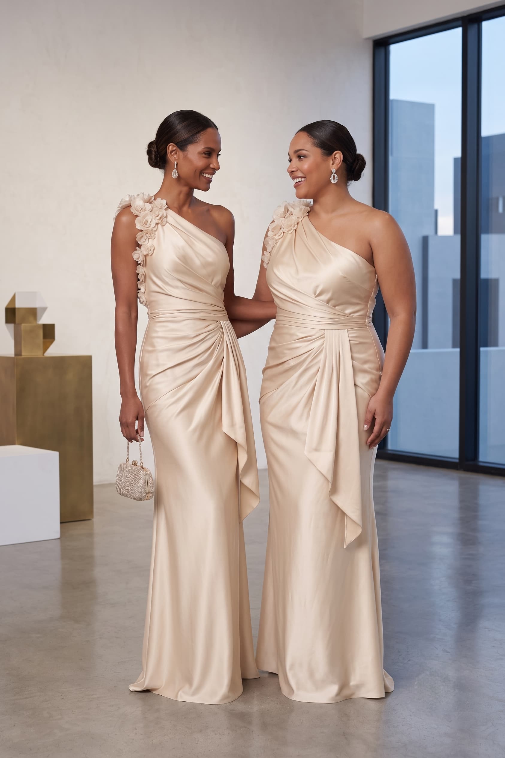 Sheath-Column Floor Length Stretch Satin Wedding Guest Dress CG0348