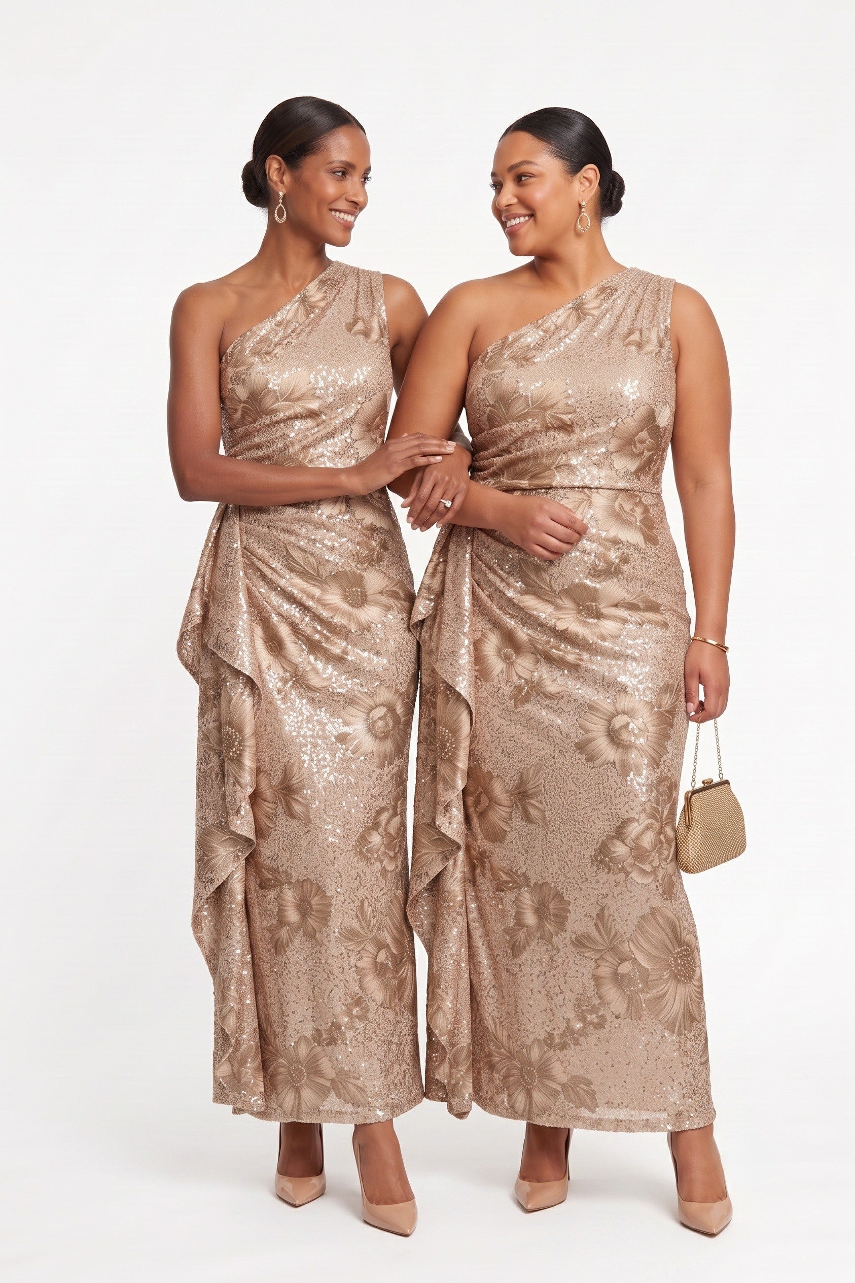 Sheath-Column Ankle Length Sequined Lace Wedding Guest Dress CG0351
