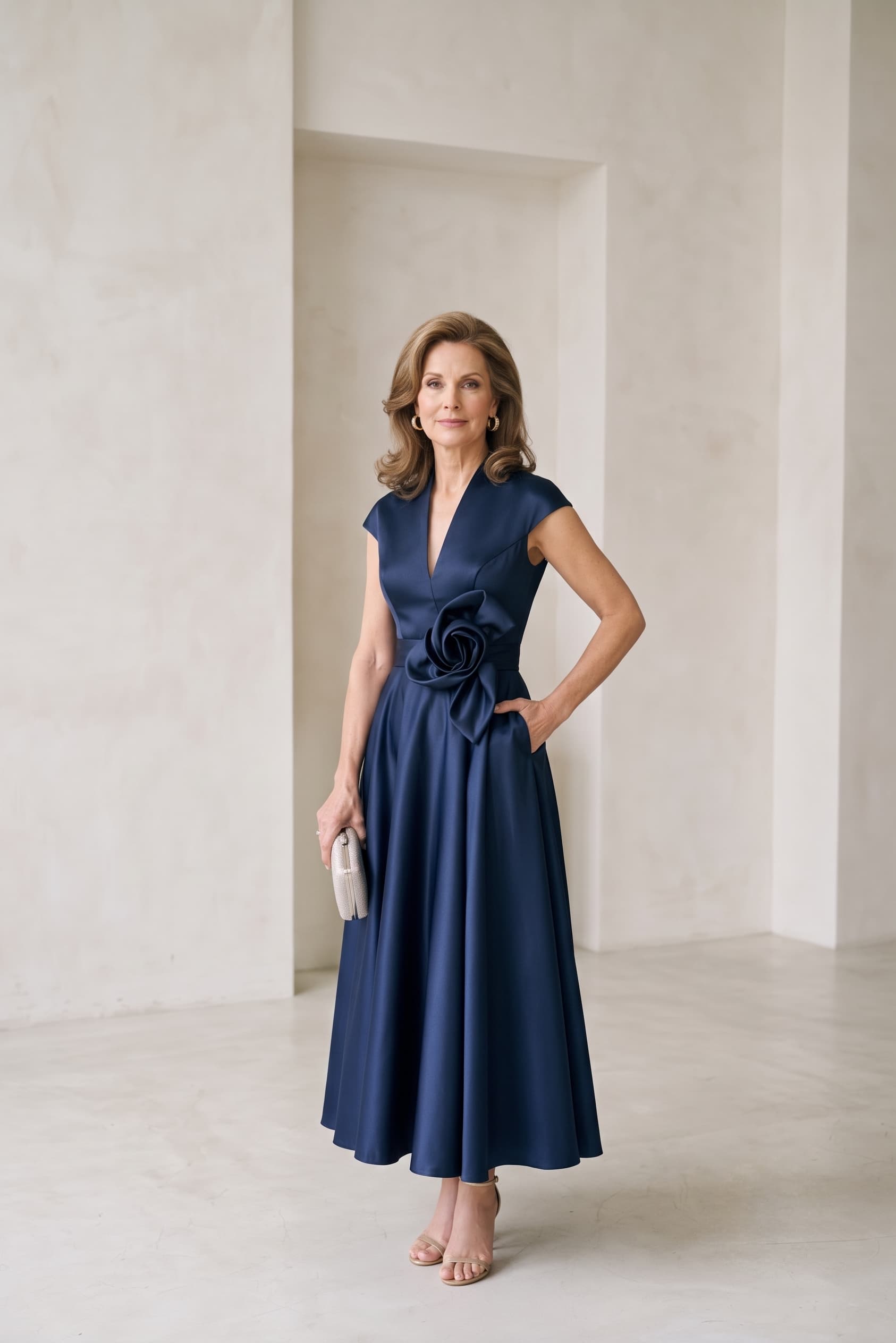 A-Line Ankle Length Satin Wedding Guest Dress CG0353