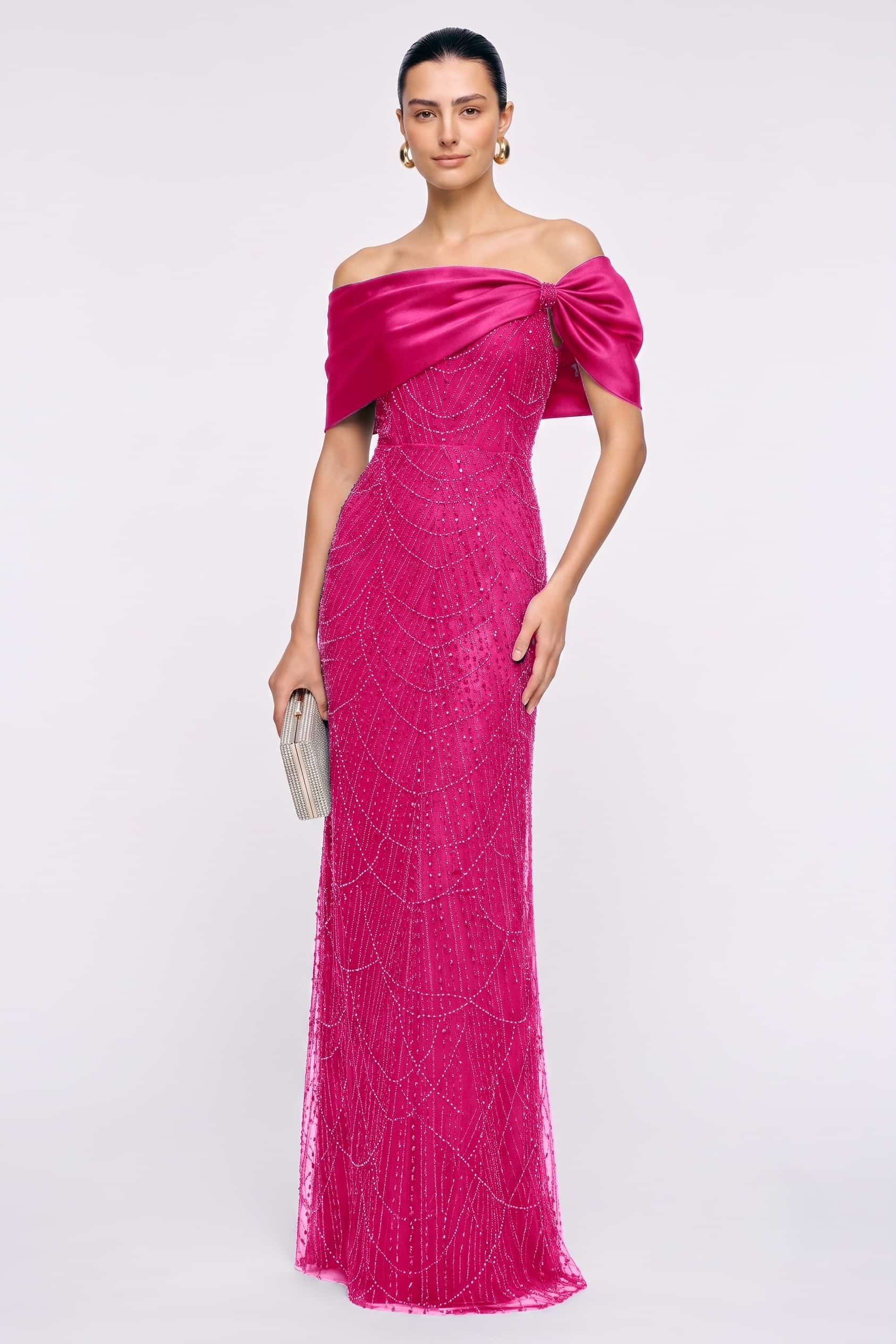 Sheath-Column Floor Length Satin Lace Wedding Guest Dress CG0355