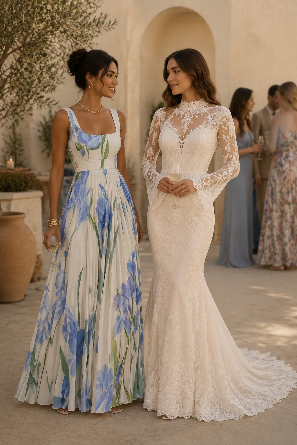 A-Line Maxi Printed Chiffon Wedding Guest Dress CG0356