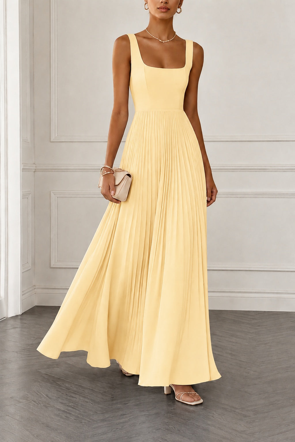 A-Line Maxi Chiffon Wedding Guest Dress CG0358