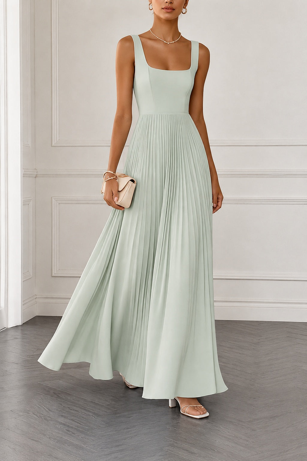 A-Line Maxi Chiffon Wedding Guest Dress CG0358