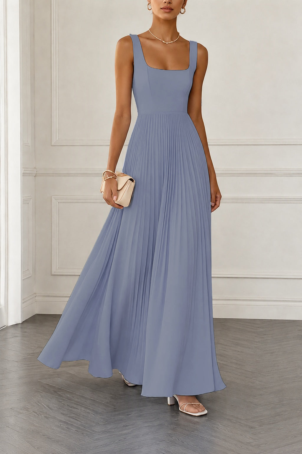 A-Line Maxi Chiffon Wedding Guest Dress CG0358
