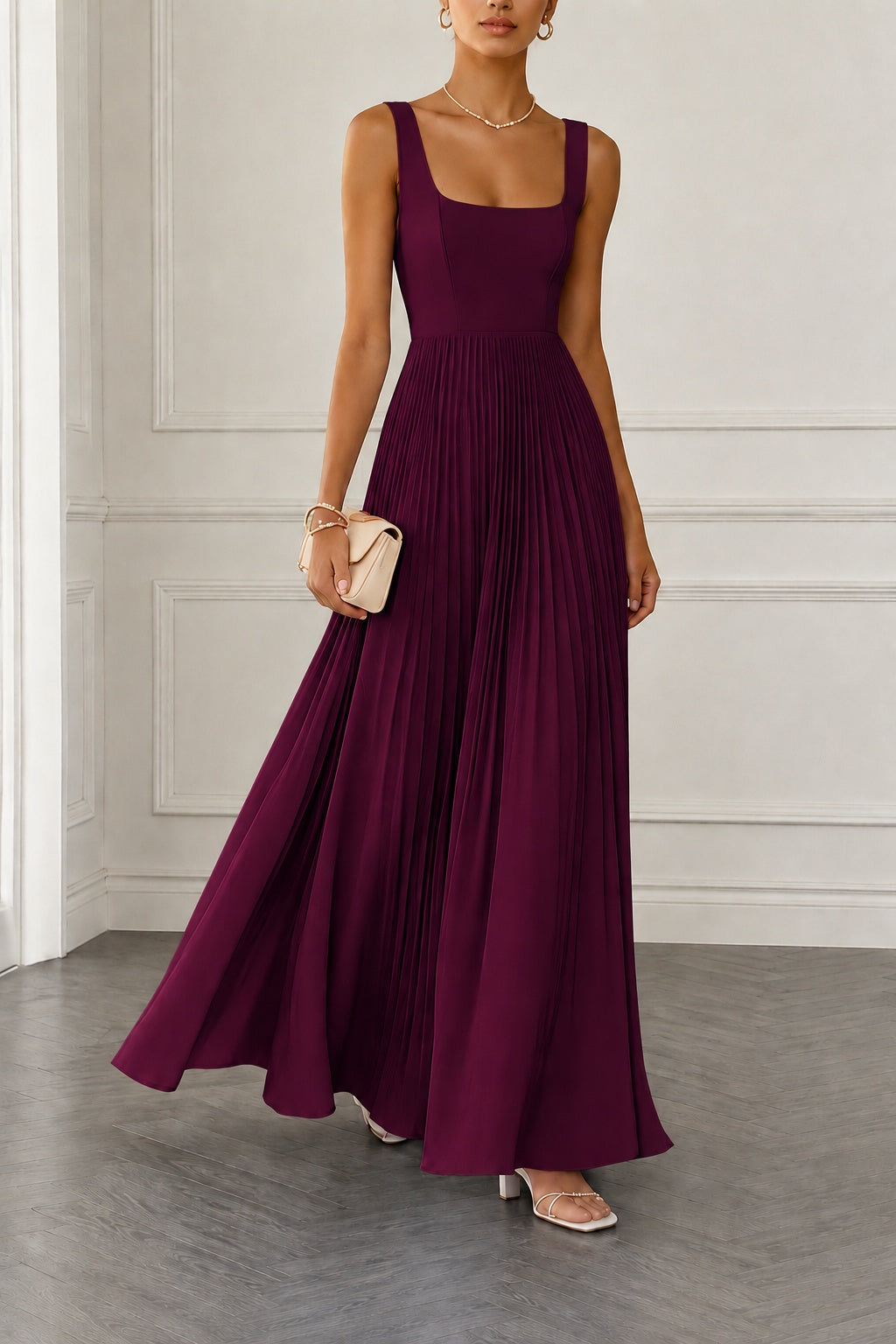 A-Line Maxi Chiffon Wedding Guest Dress CG0358