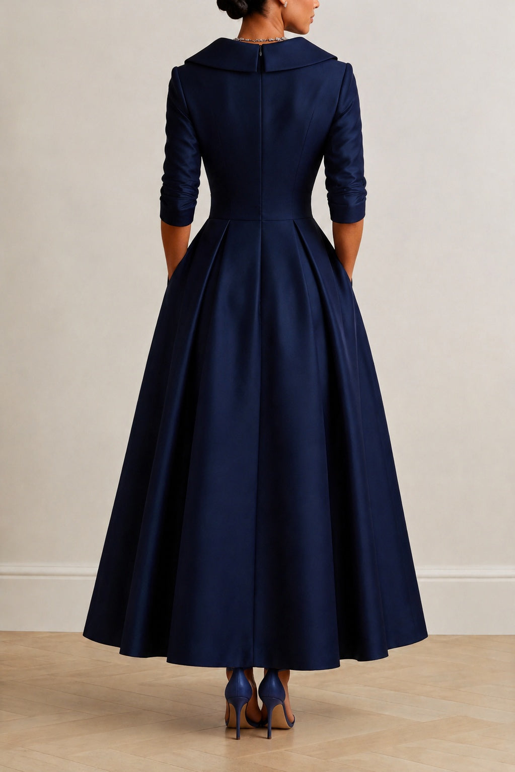 A-Line Ankle Length Satin Wedding Guest Dress CG0361