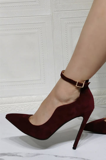Stiletto Pointed Toe Burgundy Single Shoes