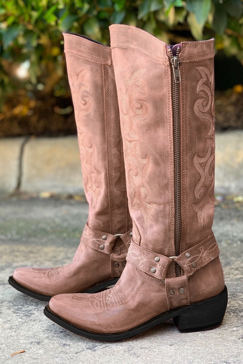 Blue Embroidered Cowgirl Boho Mid Calf Boots