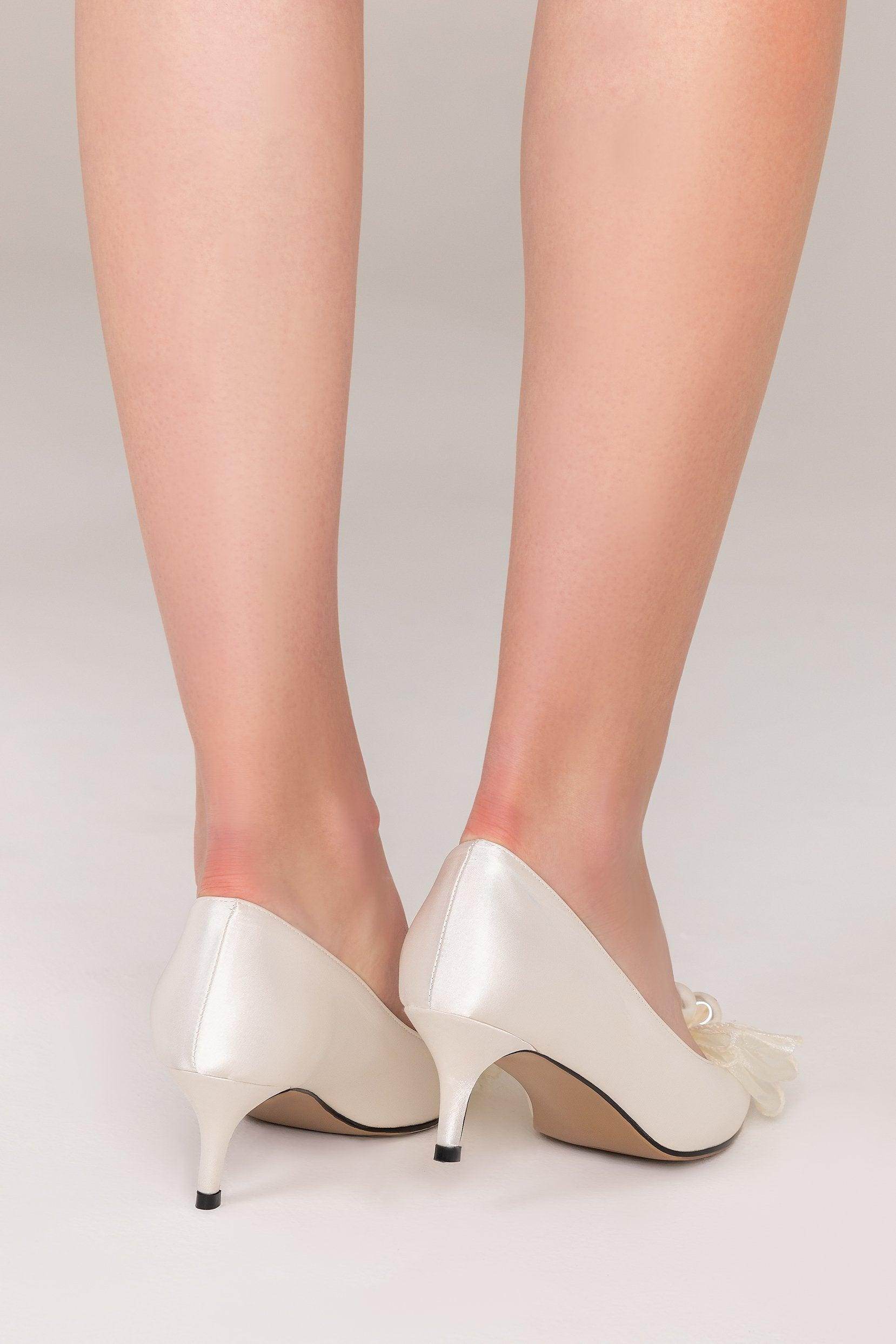 Stiletto Heel Satin Pointed Toe Bridal Shoes Bowknot CK0104