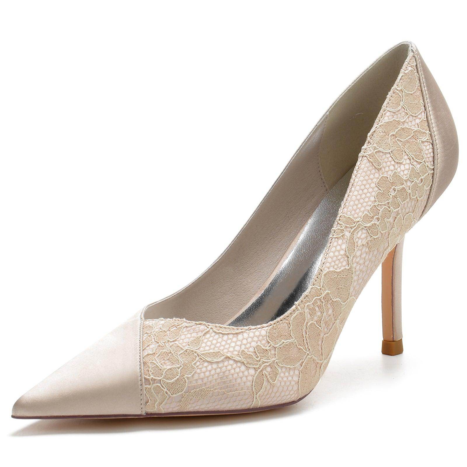 Stiletto Heel 8.5cm Silk-Like Lace Shoes CK0144