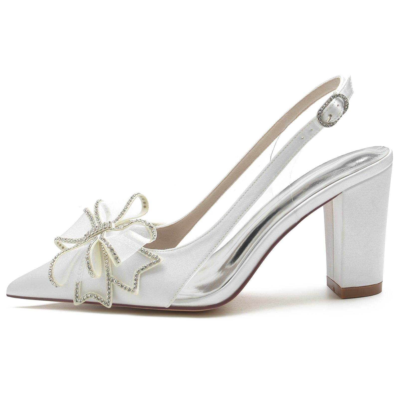 Chunky Heel 8.5cm Silk-Like Shoes CK0183