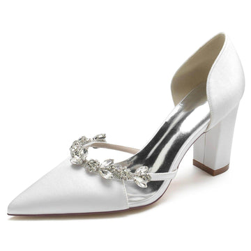 Chunky Heel 8.5cm Silk-Like Shoes CK0186
