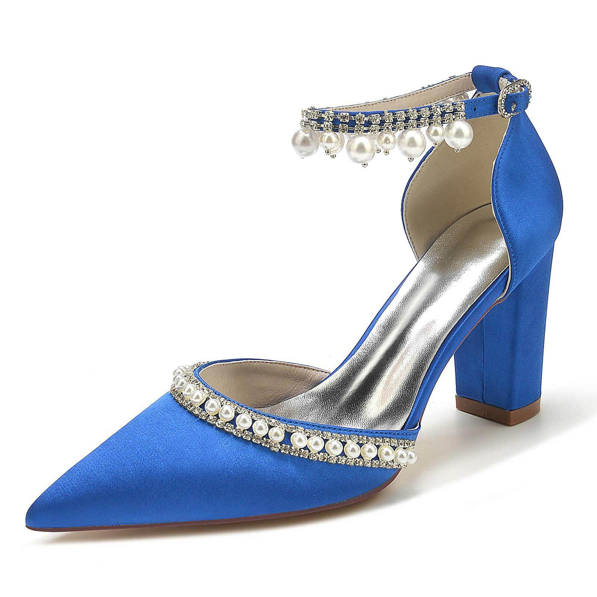 Chunky Heel 8.5cm Silk-Like Shoes CK0190