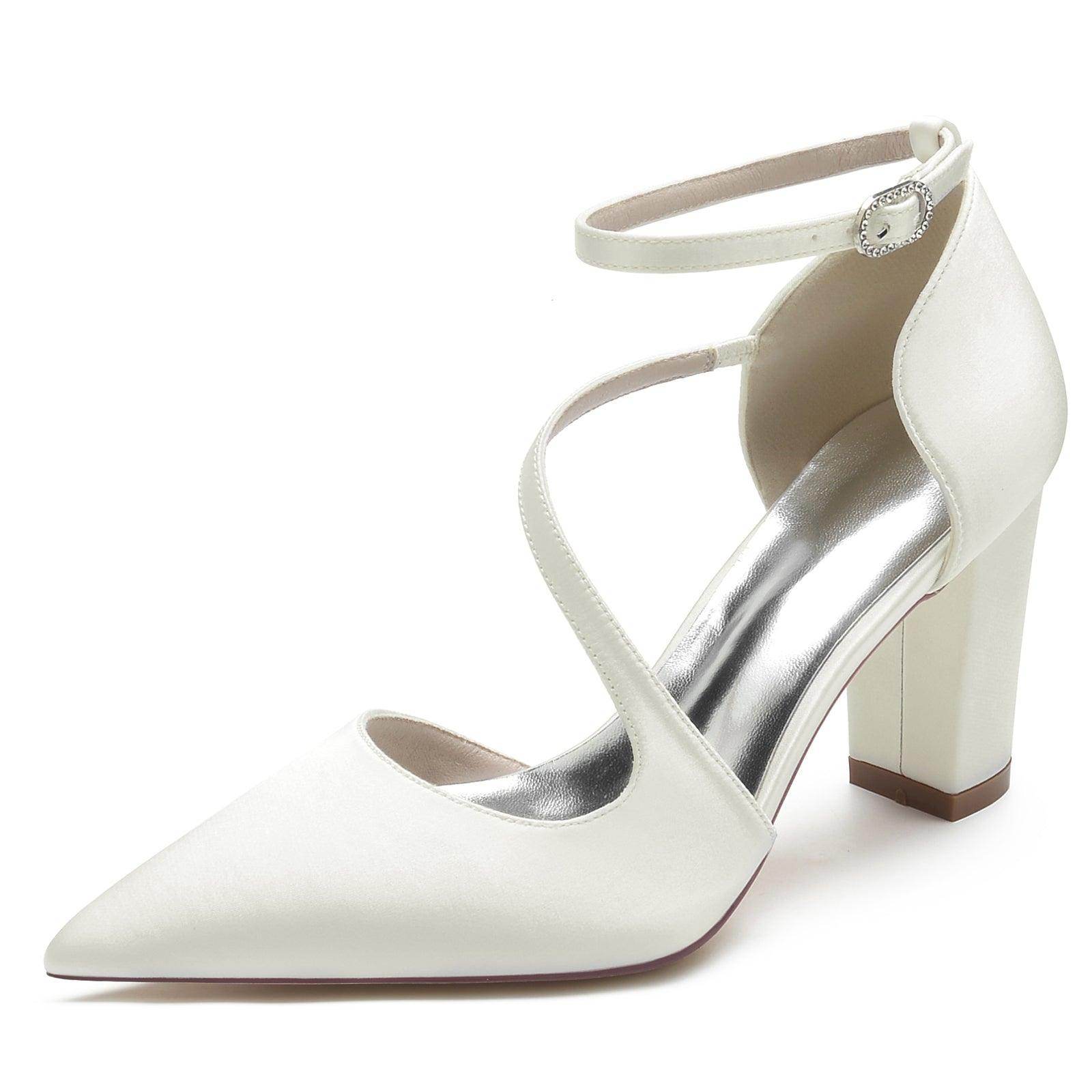 Chunky Heel 8.5cm Silk-Like Shoes CK0192