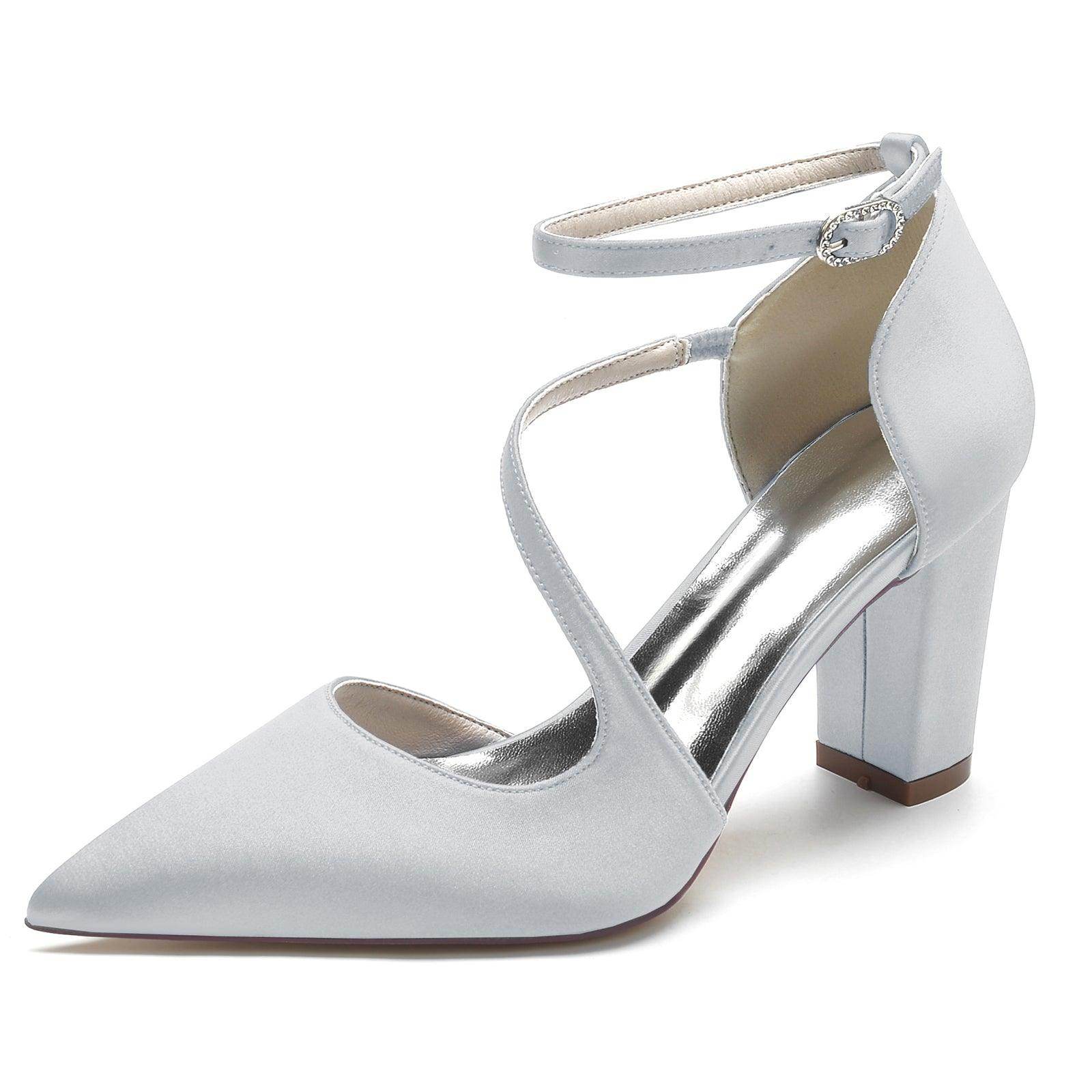 Chunky Heel 8.5cm Silk-Like Shoes CK0192