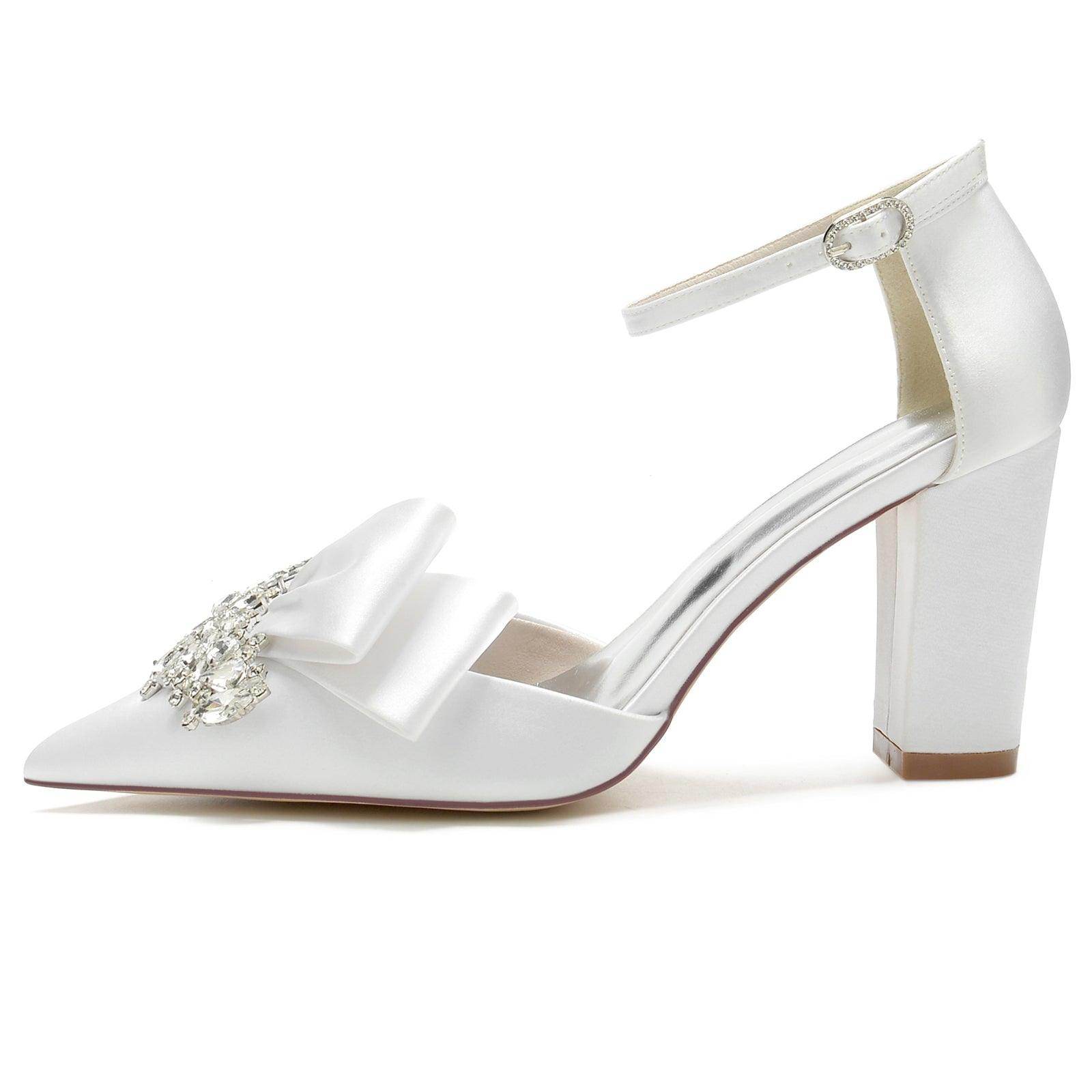 Chunky Heel 8.5cm Silk-Like Shoes CK0196