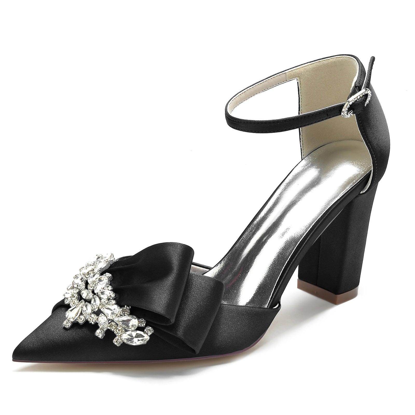Chunky Heel 8.5cm Silk-Like Shoes CK0196