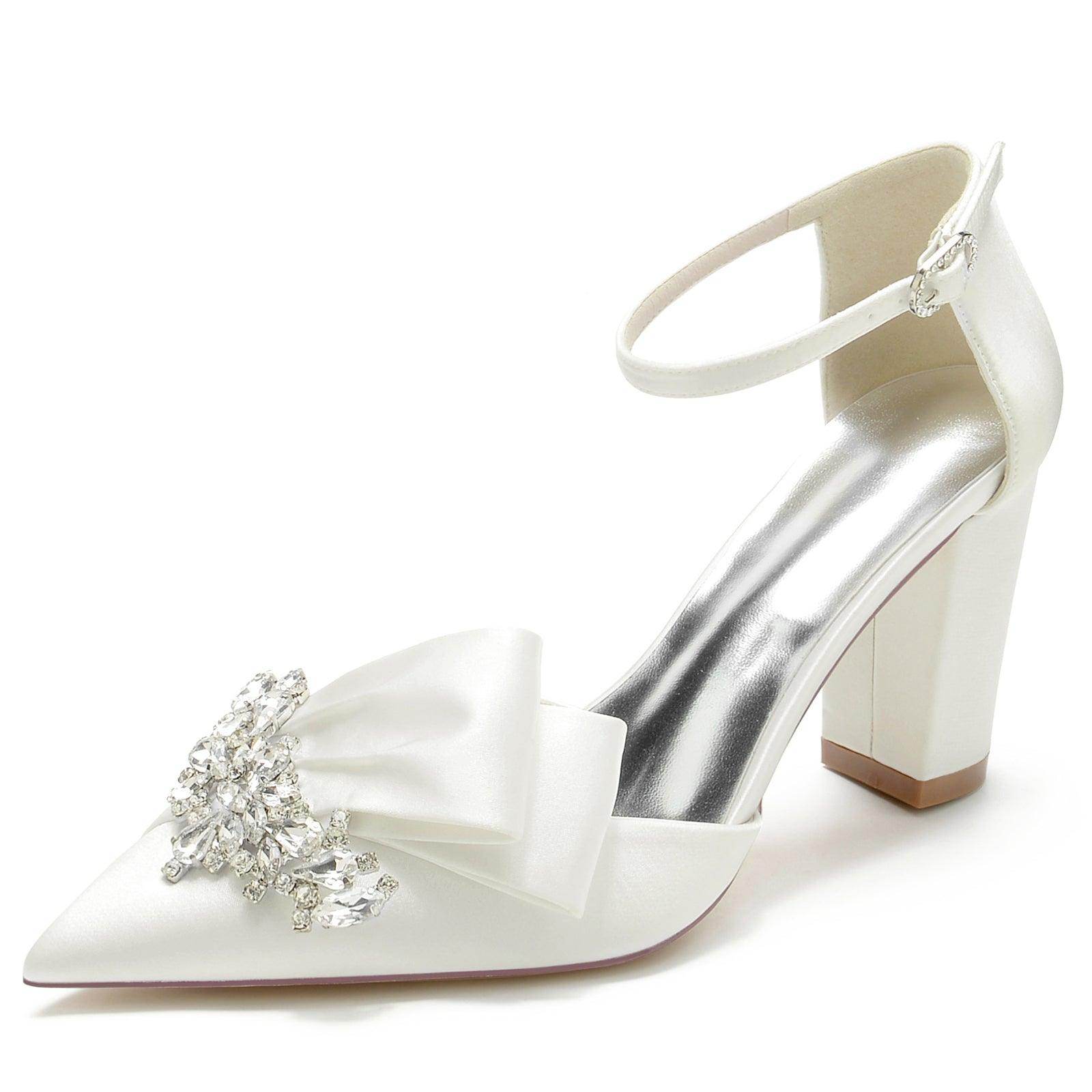 Chunky Heel 8.5cm Silk-Like Shoes CK0196