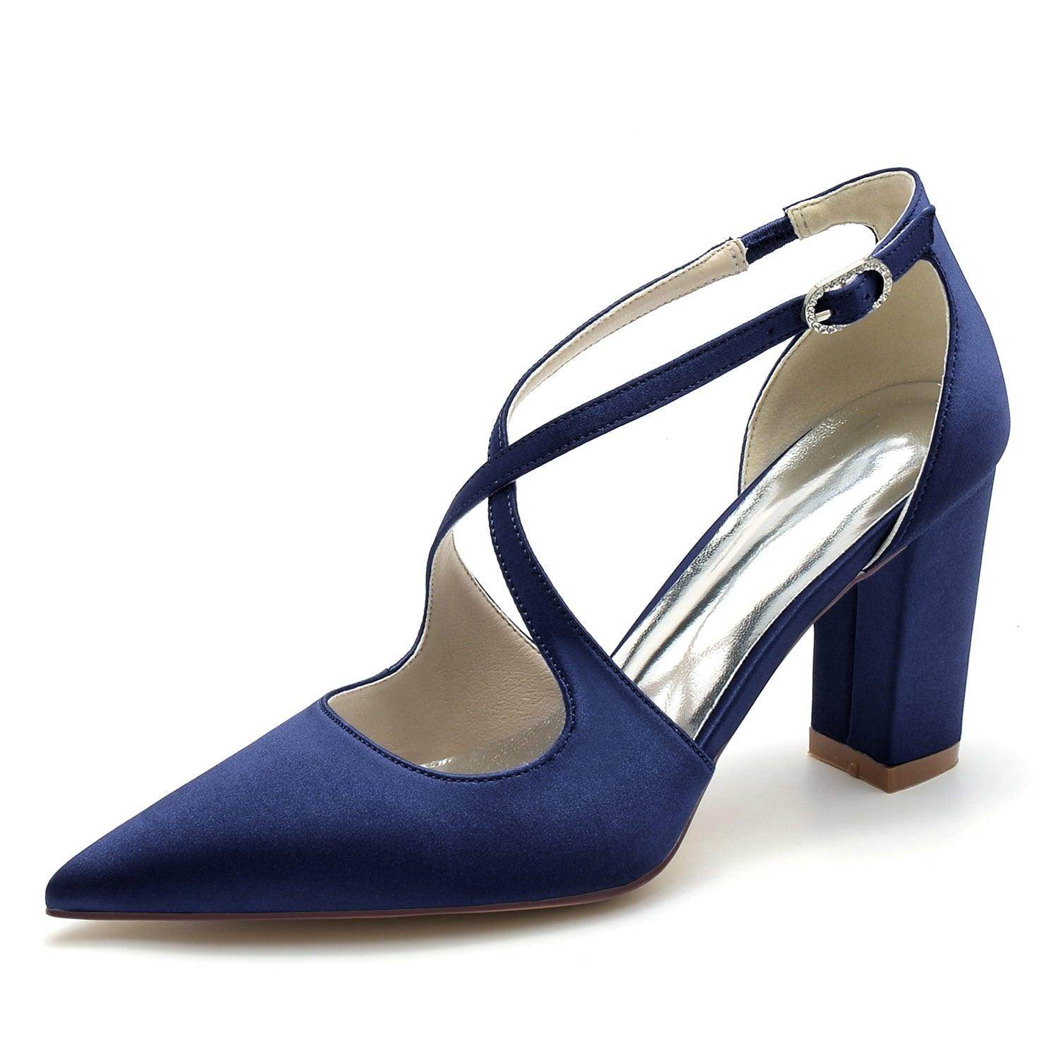 Chunky Heel 8.5cm Silk-Like Shoes CK0198