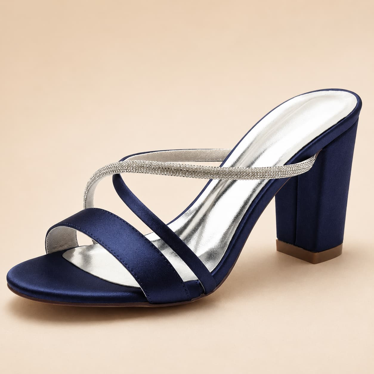Chunky Heel 8.5cm Silk-Like Shoes CK0298