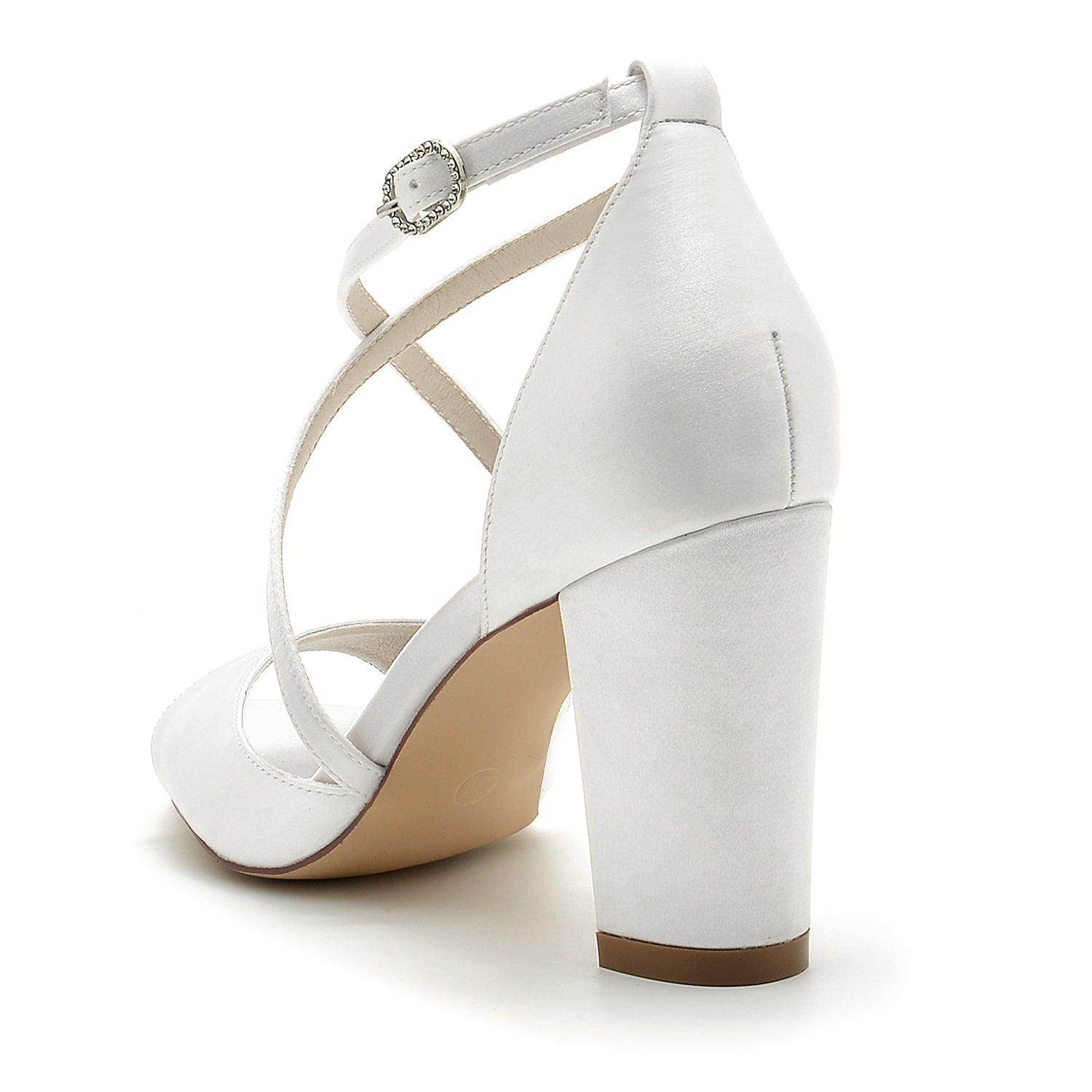 Chunky Heel 8.5cm Silk-Like Shoes CK0346