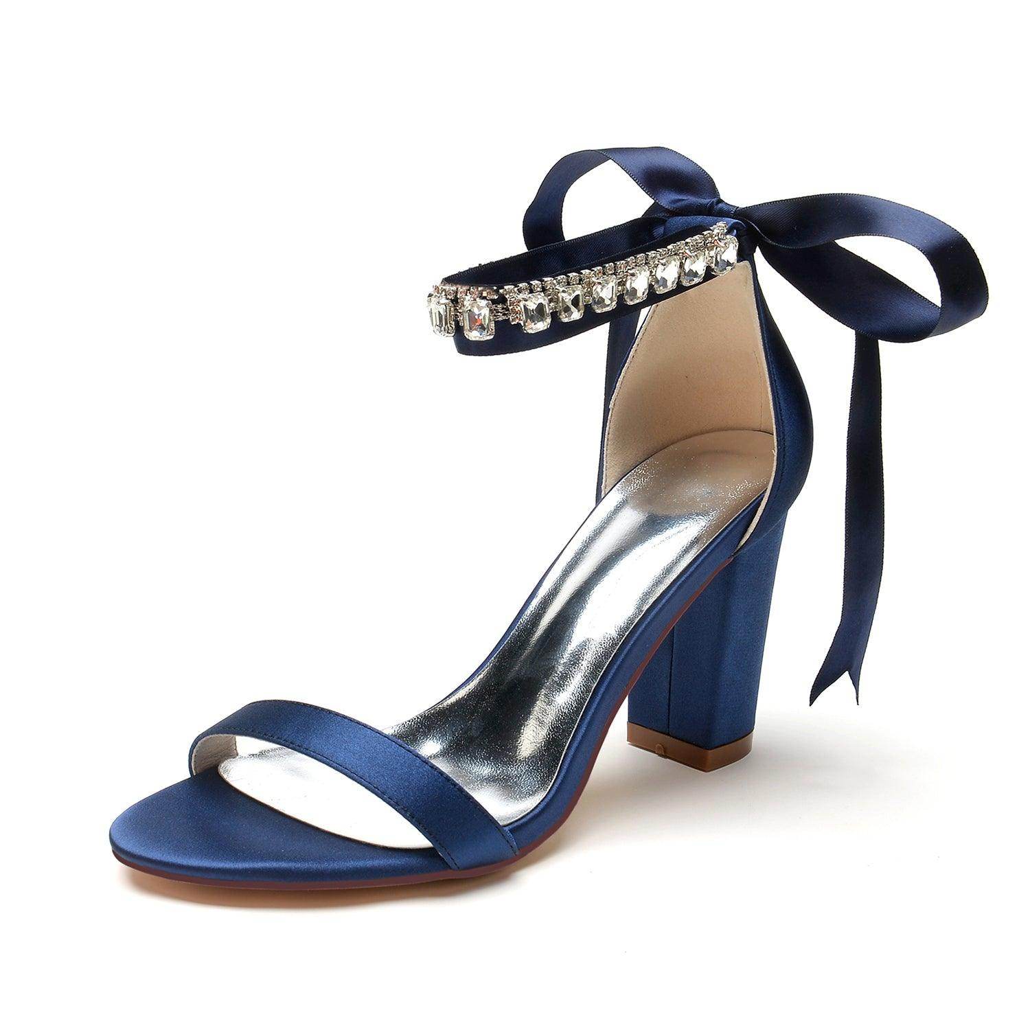 Chunky Heel 8.5cm Silk-Like Shoes CK0356