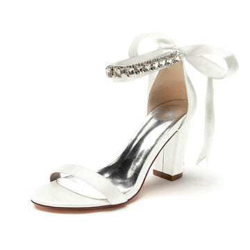Chunky Heel 8.5cm Silk-Like Shoes CK0356