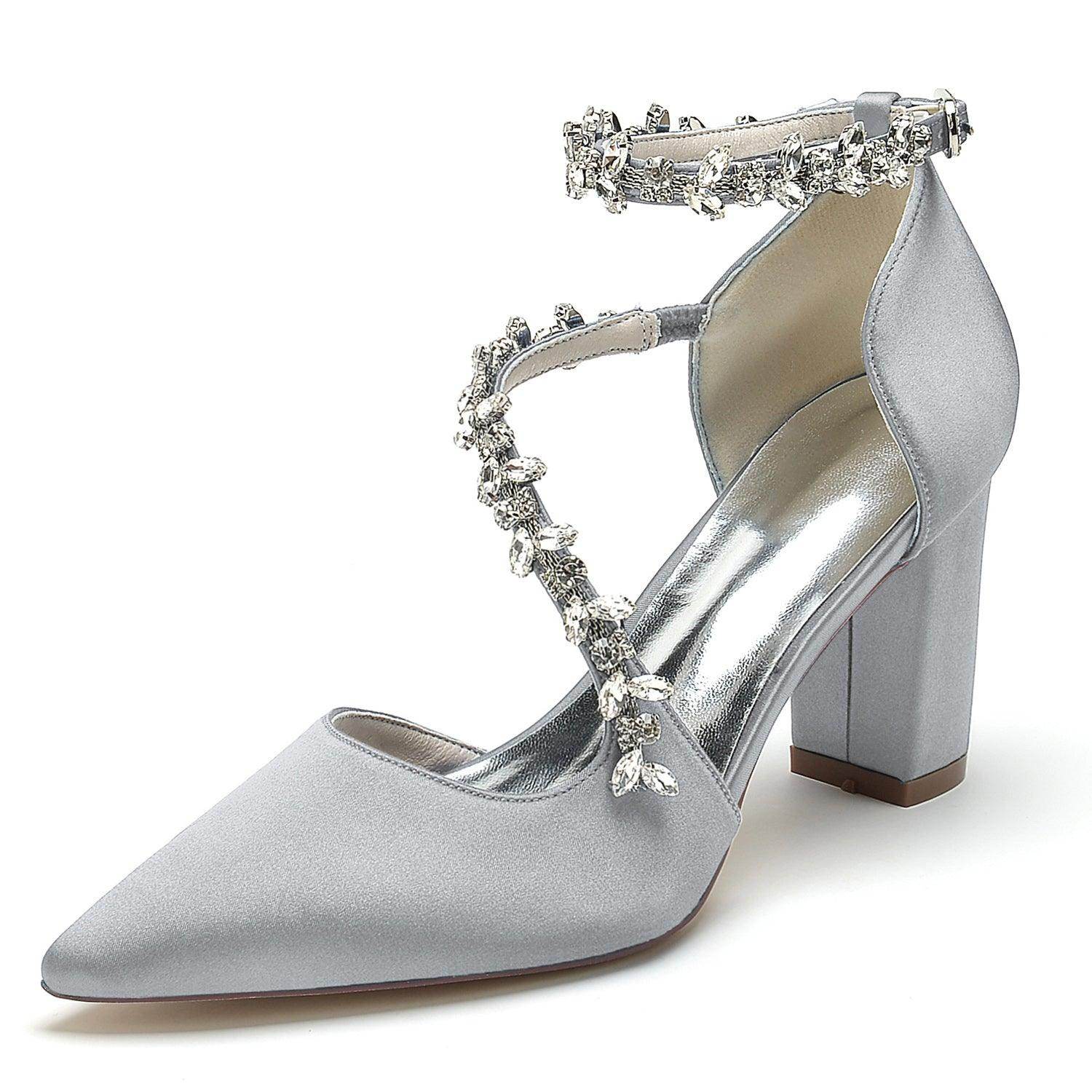 Chunky Heel 8.5cm Silk-Like Shoes CK0402