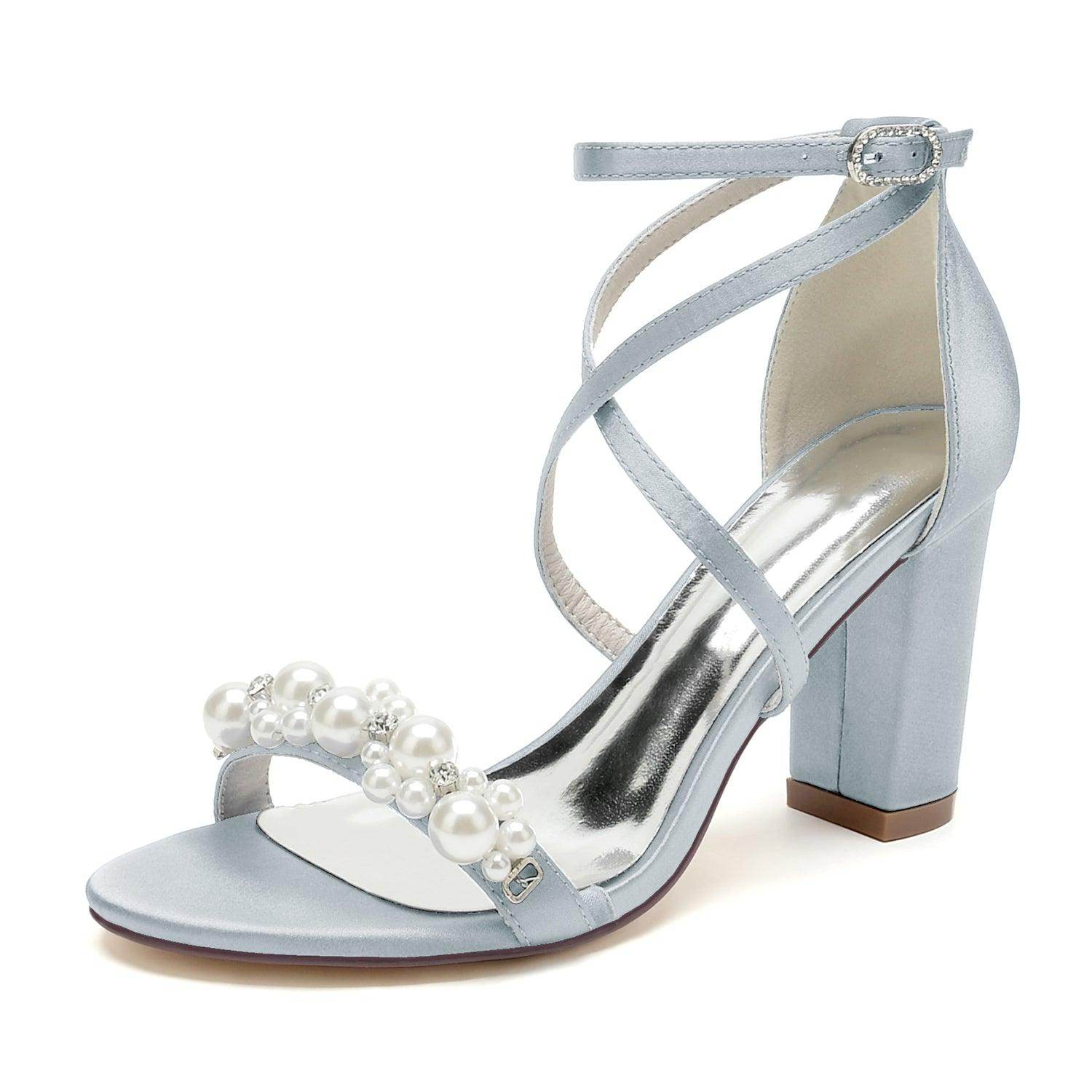 Chunky Heel 8.5cm Silk-Like Shoes CK0447