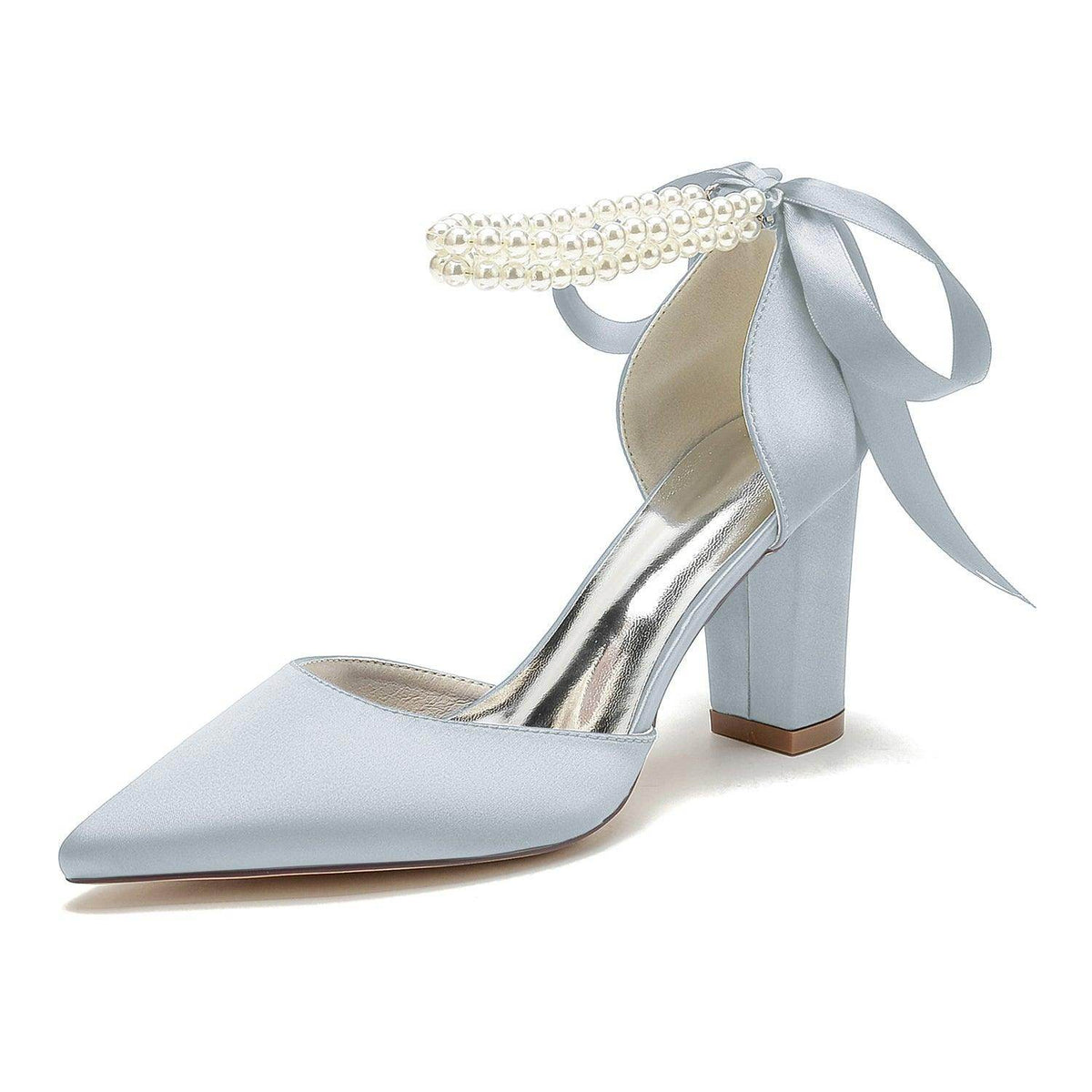 Chunky Heel 8.5cm Silk-Like Shoes CK0487