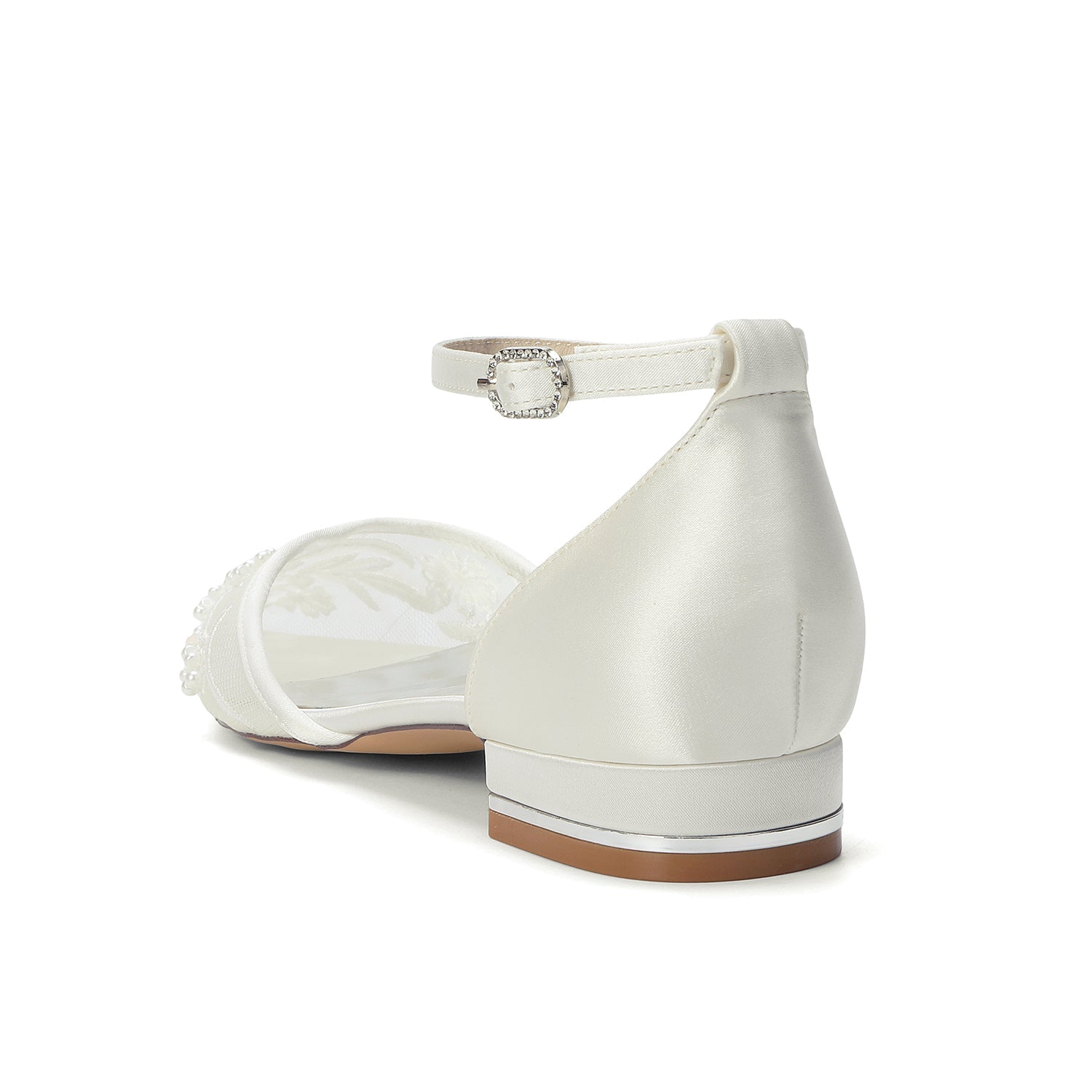Lace Silk-Like Pearl Embroidered Mesh Flat Shoes CK0495