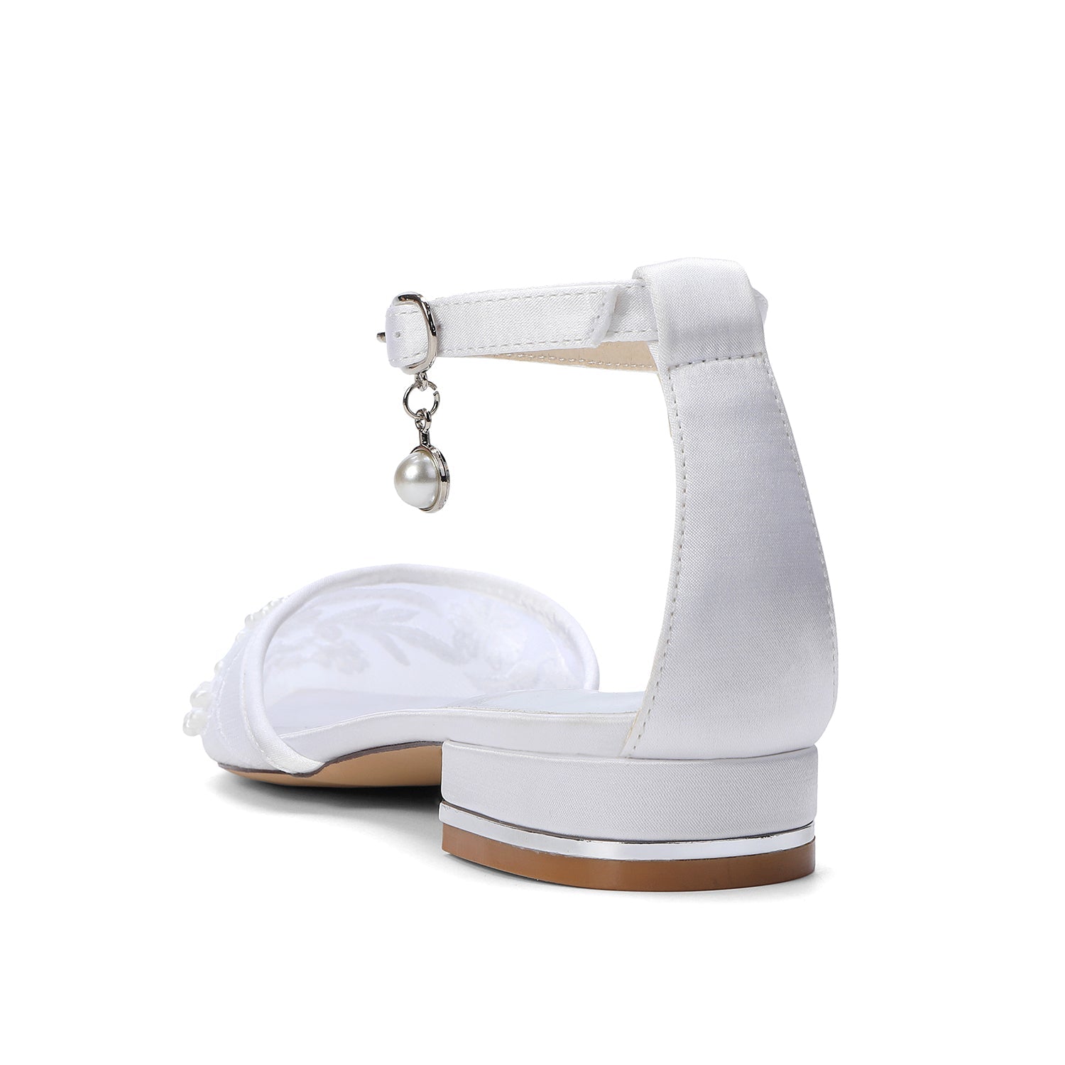 Lace Silk-Like Pearl Embroidered Mesh Flat Shoes CK0498