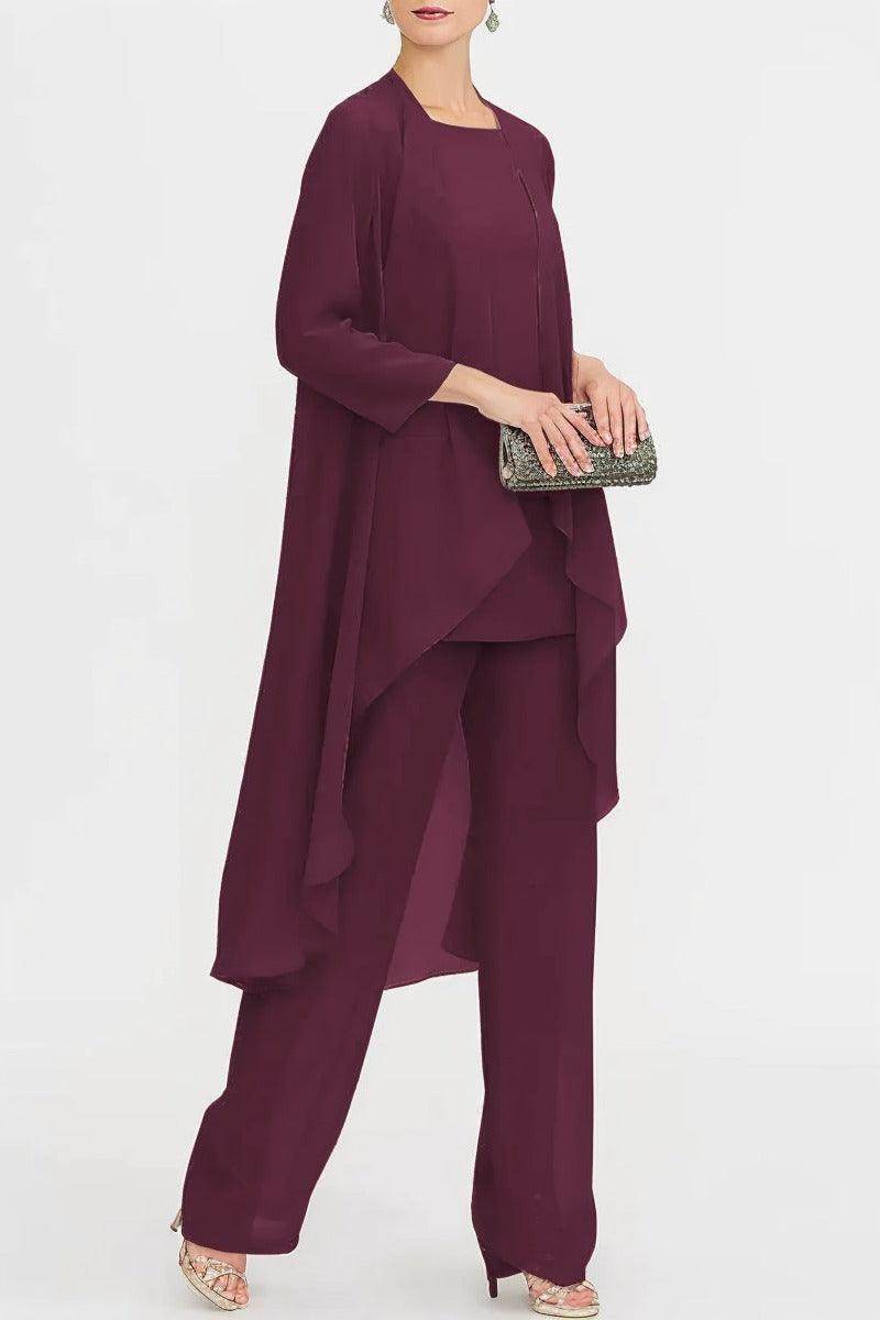 Three-Piece Floor Length Chiffon Mother Dress CM0074