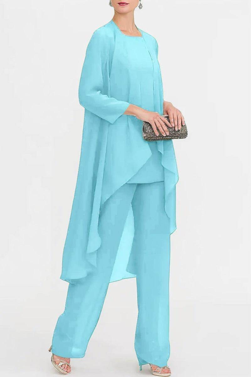 Three-Piece Floor Length Chiffon Mother Dress CM0074