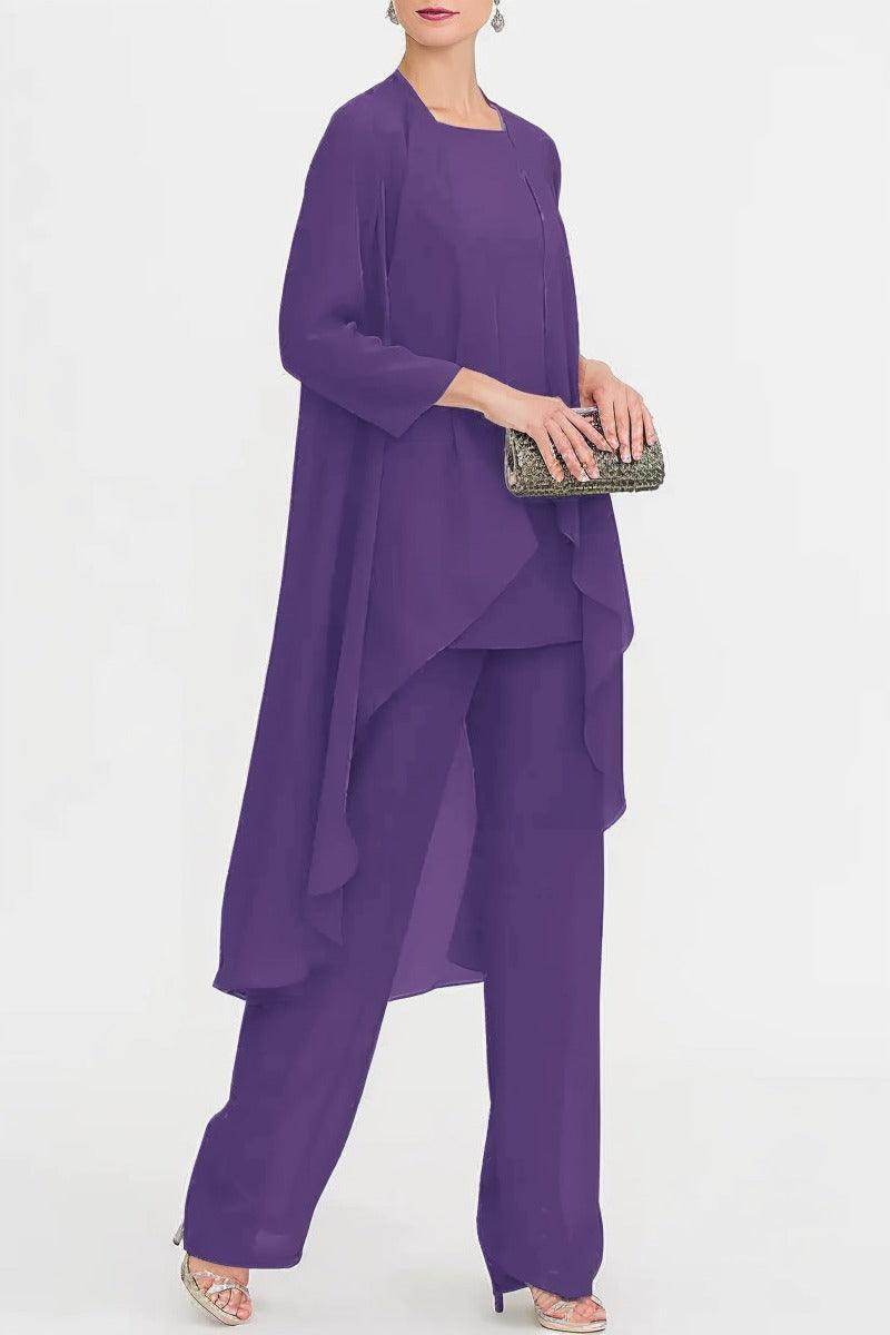 Three-Piece Floor Length Chiffon Mother Dress CM0074