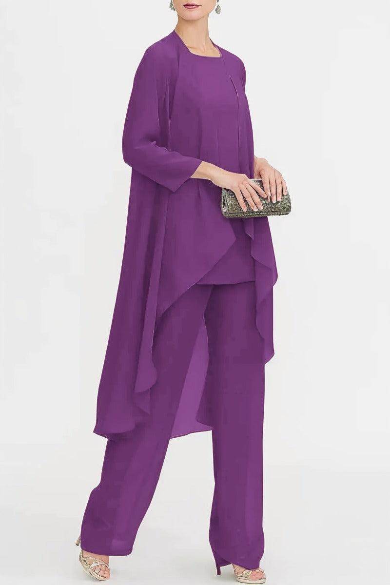 Three-Piece Floor Length Chiffon Mother Dress CM0074