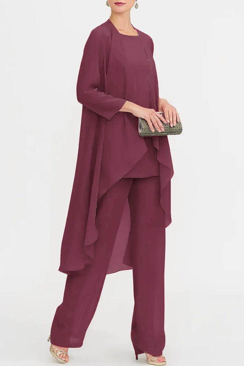 Three-Piece Floor Length Chiffon Mother Dress CM0074