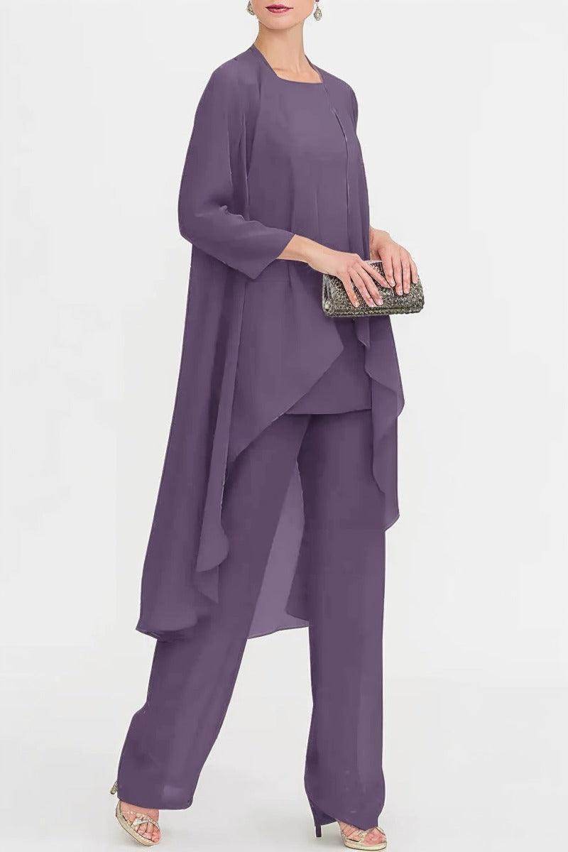 Three-Piece Floor Length Chiffon Mother Dress CM0074