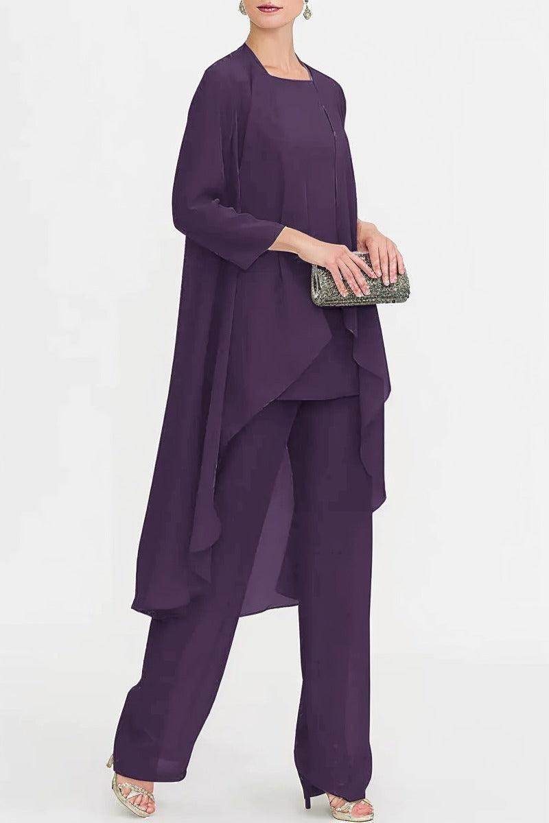 Three-Piece Floor Length Chiffon Mother Dress CM0074