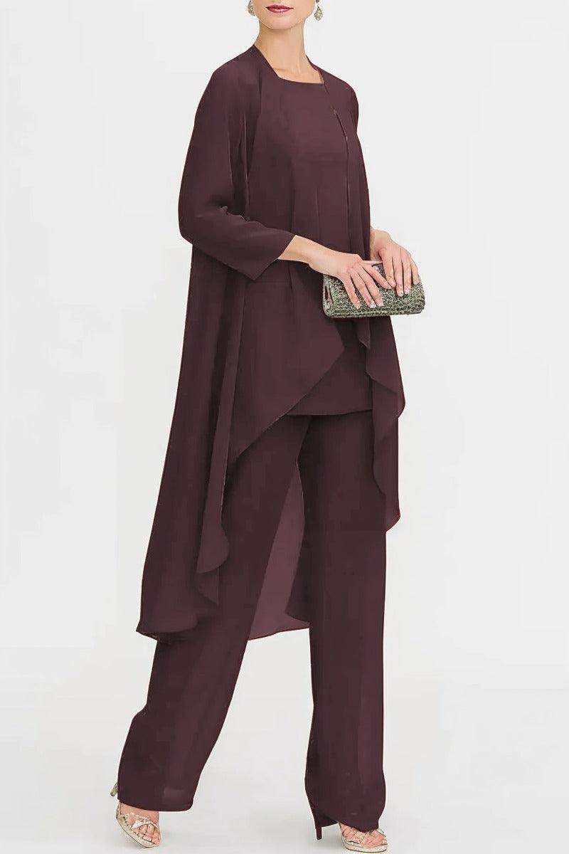 Three-Piece Floor Length Chiffon Mother Dress CM0074