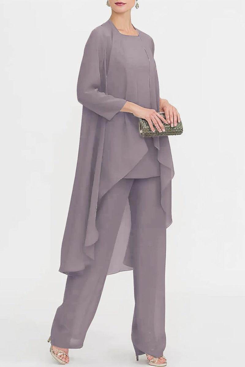 Three-Piece Floor Length Chiffon Mother Dress CM0074