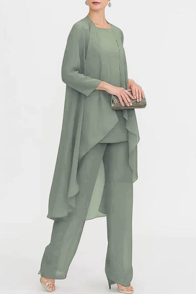 Three-Piece Floor Length Chiffon Mother Dress CM0074