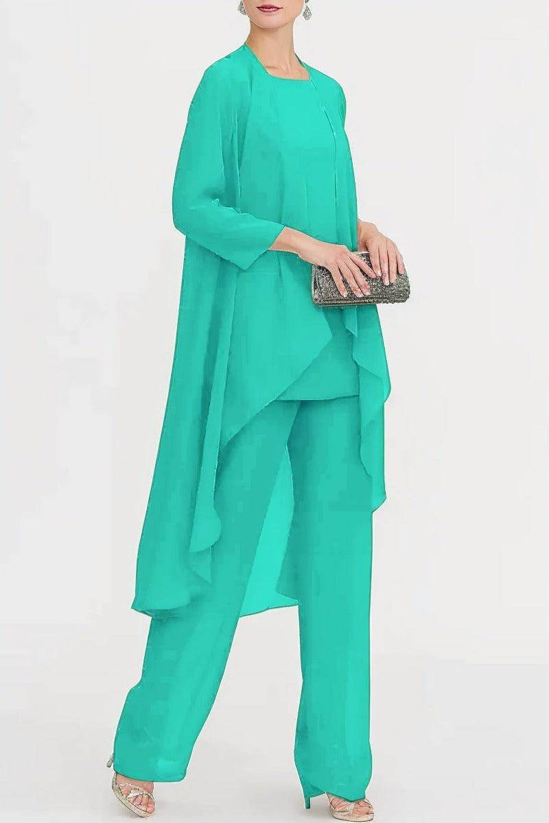 Three-Piece Floor Length Chiffon Mother Dress CM0074