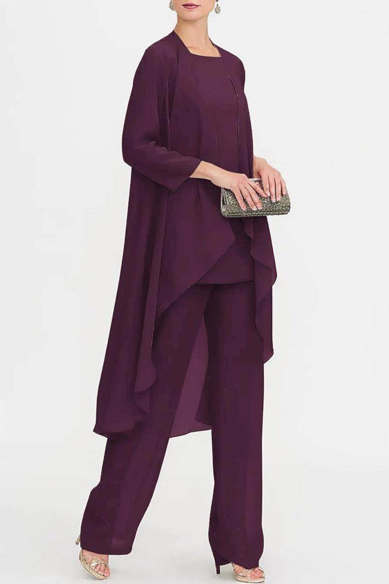 Three-Piece Floor Length Chiffon Mother Dress CM0074