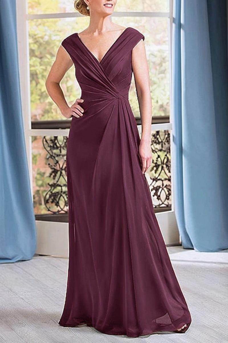 A-Line Floor Length Chiffon Mother Dress CM0076