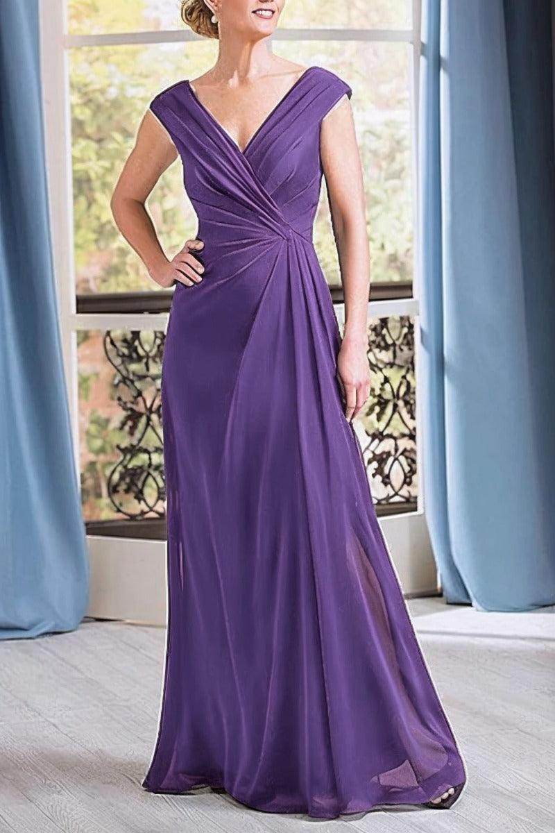 A-Line Floor Length Chiffon Mother Dress CM0076