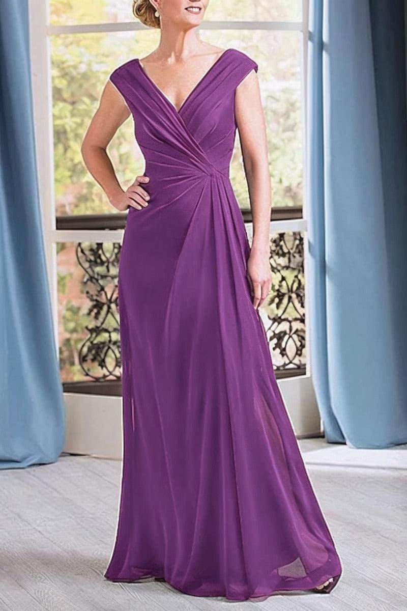 A-Line Floor Length Chiffon Mother Dress CM0076